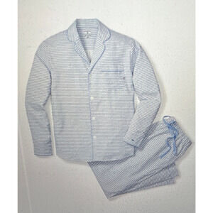Petite Plume Men's La Mer Pajamas Set White Navy Size Medium New with tags